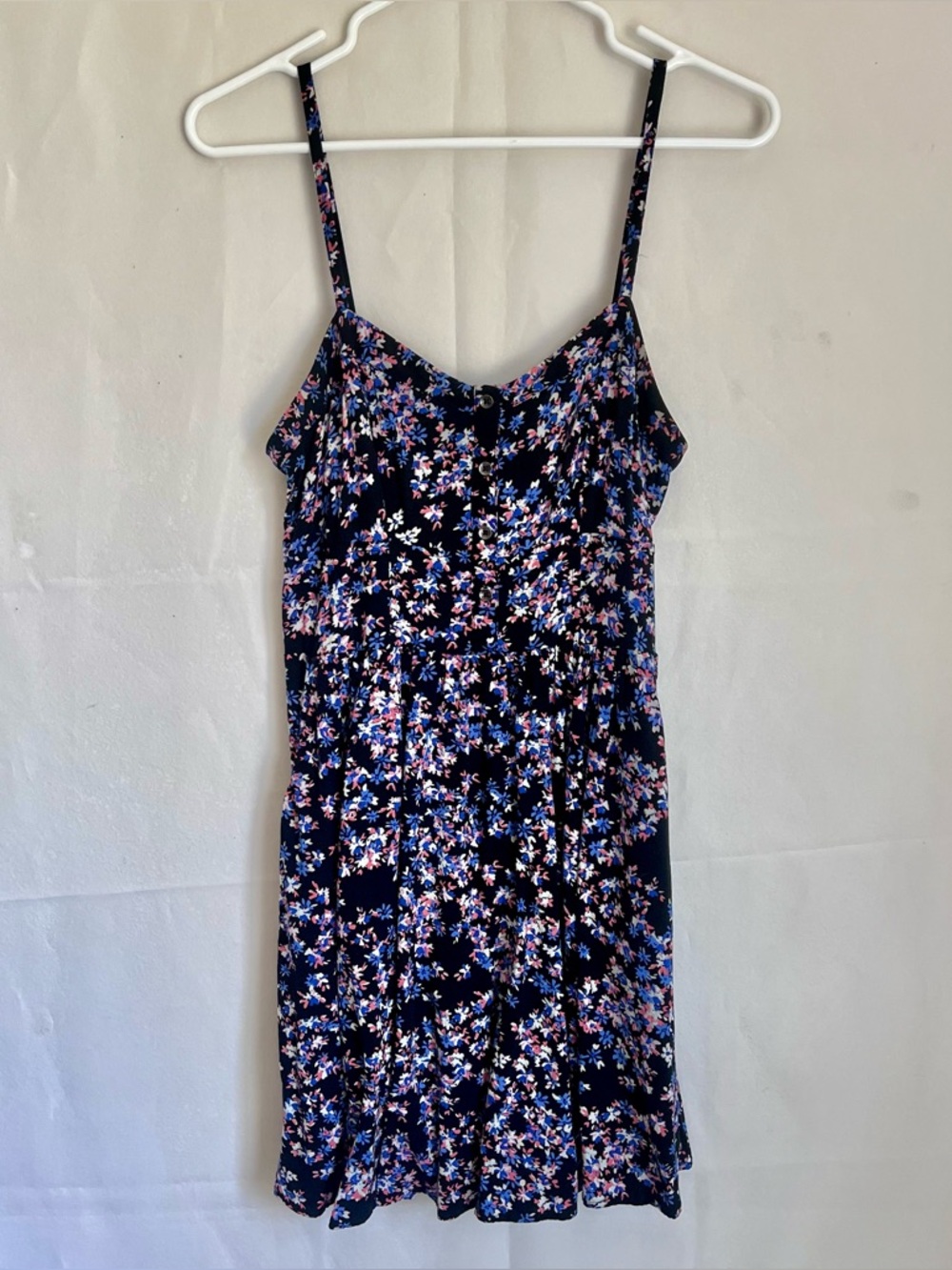 Express Black Floral Dress with Blue, Pink, and White Flower Print Girls Size M